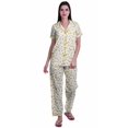 thumbnail image 1 of Moomaya Ensemble de Pyjama en Coton Imprimé à Col Cranté, Boutonné, pour Femmes, Tenue de Nuit, 1 of 6