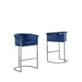 thumbnail image 3 of Navy Blue Velvet Barstool Chair (Single) with Silver Metal Chrome Base, 3 of 3