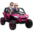 thumbnail image 1 of Qaba 2 Seater 24V 7AH Ride on Truck w/ Spring Suspension, Remote, Pink, 1 of 10