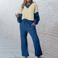 thumbnail image 2 of Posijego Survêtement pour Femmes 2 Pcs à Blocs de Couleur, Chandail à Col Rond, Chandails Molletonnés, Pantalons, Tenue de Détente, Ensemble de Sport, 2 of 7