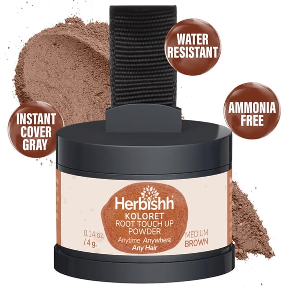 Koloret Root Touch Up Powder – Hair Powder for Women and Men, Temporary Root Cover Up for Gray Roots, Hairline Powder for Natural Medium Brown Hairline and Fuller Appearance, Stain-Proof Formula, 4g
