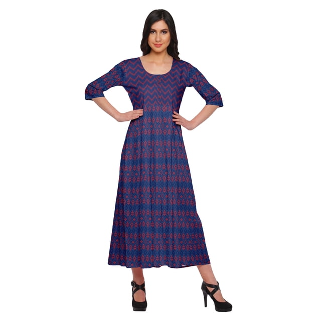 Moomaya Kurta Imprimé Tunique Longue Hauts Femmes Tenue d'Été Kurti pour Femmes