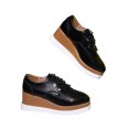 thumbnail image 1 of LSLJS Chaussures en Cuir Style Britannique pour Femmes à Bout Rond, Talon Compensé, Semelle Épaisse à Pompon Style Muffin, Chaussures en Cuir pour Femmes, 1 of 6