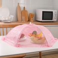 thumbnail image 1 of Oleegame 1PC Produce Storage Umbrella Barbecue Picnic Net Cover Fly Tent Food Mesh Party Kitchen Kitchen，Dining & Bar Pink, 1 of 6