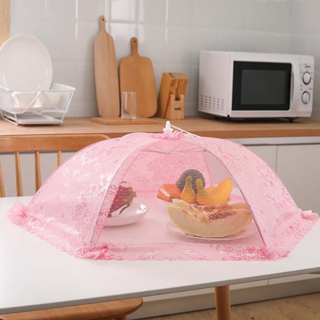Oleegame 1PC Produce Storage Umbrella Barbecue Picnic Net Cover Fly Tent Food Mesh Party Kitchen Kitchen,Dining & Bar Pink