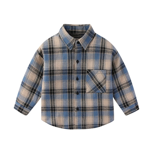 Tranfacy Chemises à Carreaux à Boutons pour Enfants à Manches Longues Col Rabattu Manteau d'Automne et Couche de Base