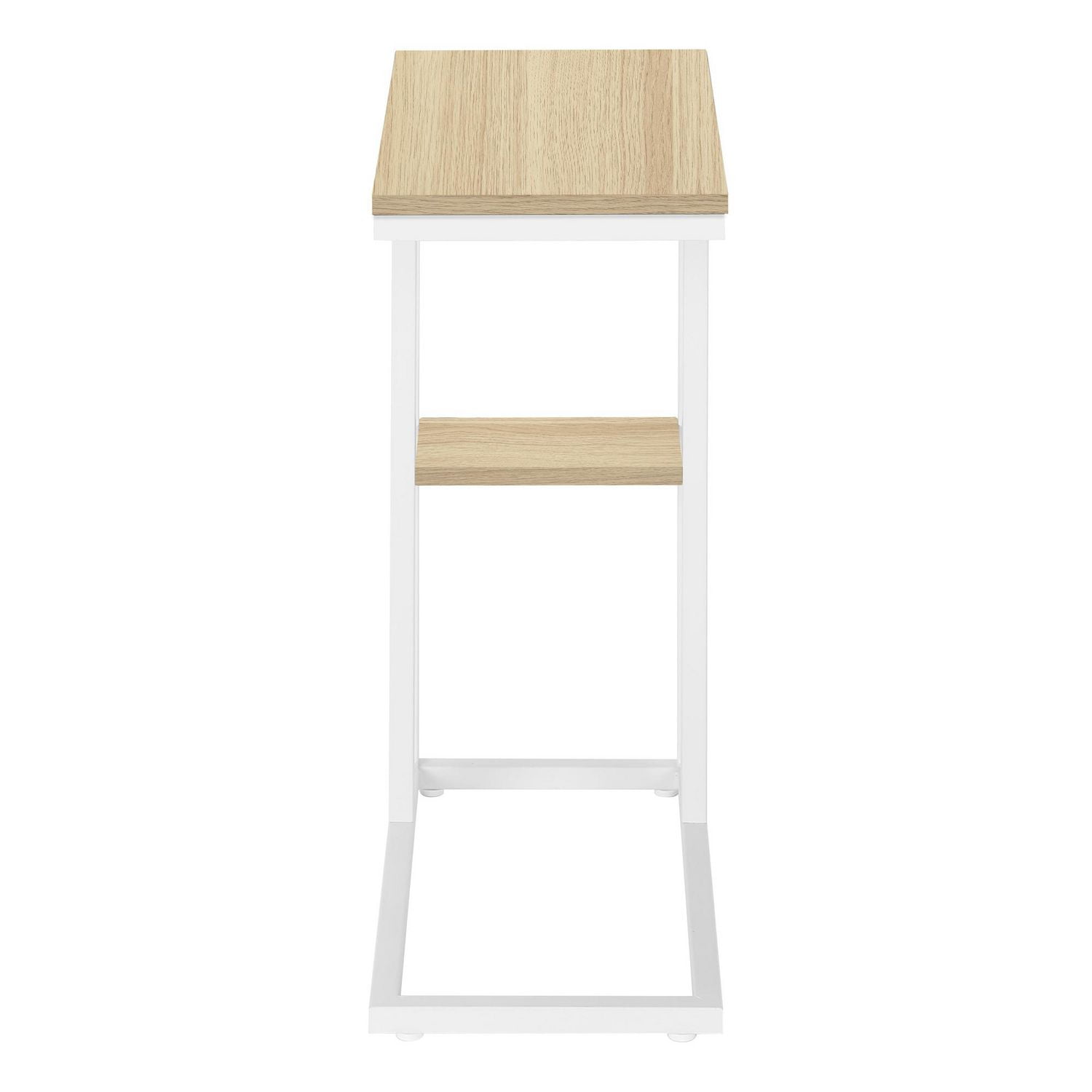Monarch Specialties Table D'appoint, En Forme De C, Bout, Côté, Collation, Salon, Chambre À Coucher, Métal, Stratifié, Naturel, Blanc, Contemporain, Moderne