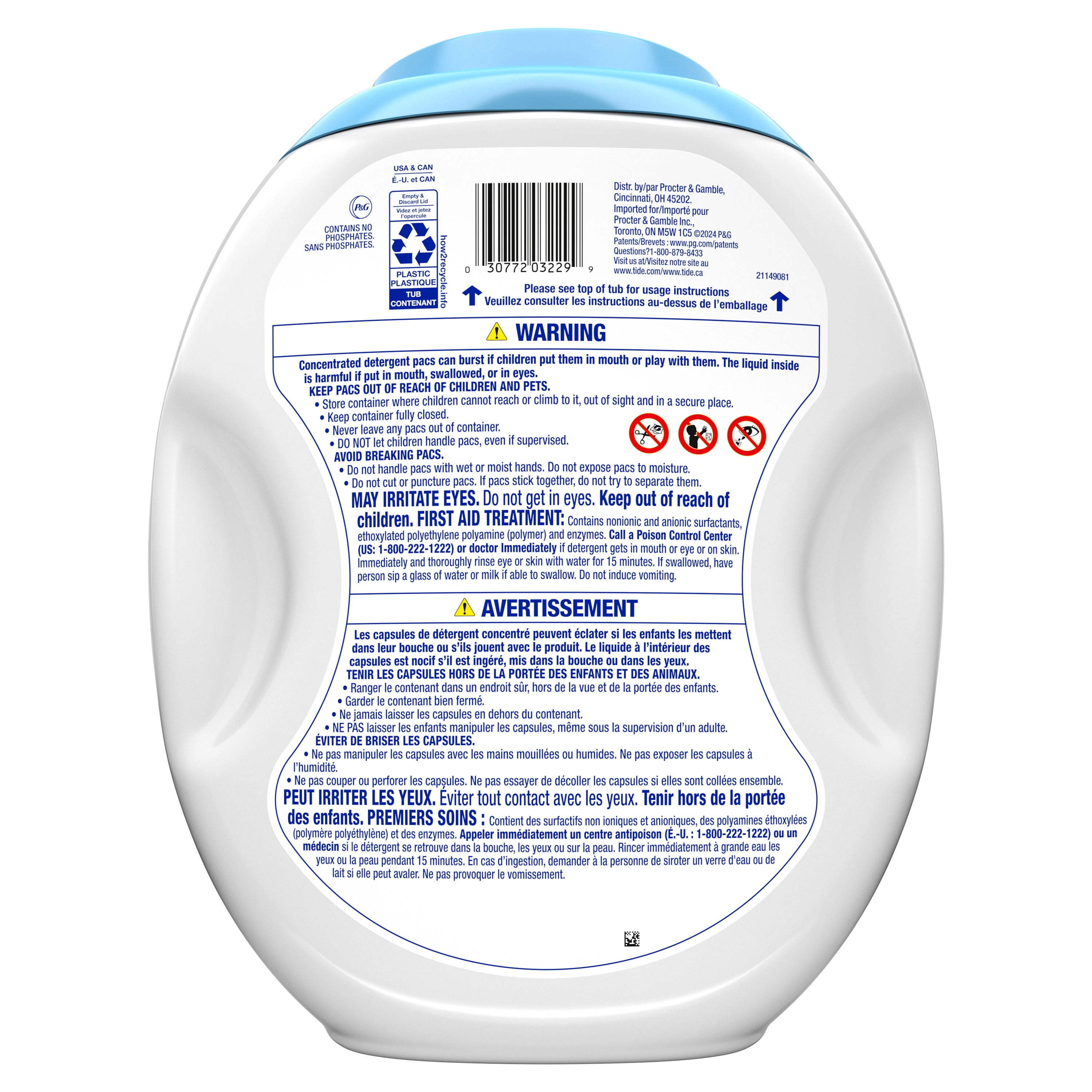 Capsules de détergent à lessive Tide Pur et doux, non parfumées, 112 unités