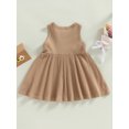 thumbnail image 4 of Faithtur Bébé Enfants Robe de Fille, Sans Manches Cou Solide Robe d'Été A-Ligne pour Tous les Jours Occasionnels, 4 of 8