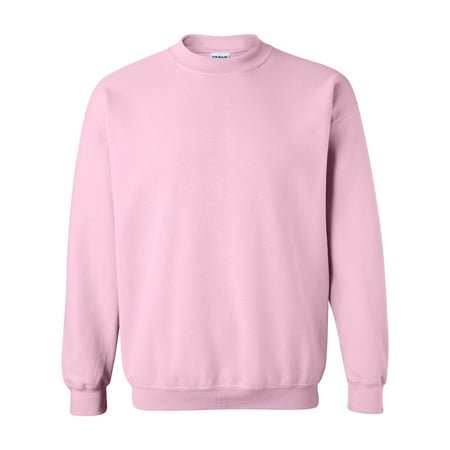Gildan Heavy Blend™ Crewneck Sweatshirt 18000 in a light pink colour. This men's sweatshirt features a classic crewneck design with ribbed cuffs and hem, made from a soft and durable fabric blend. Ideal for casual wear or layering in cooler weather.