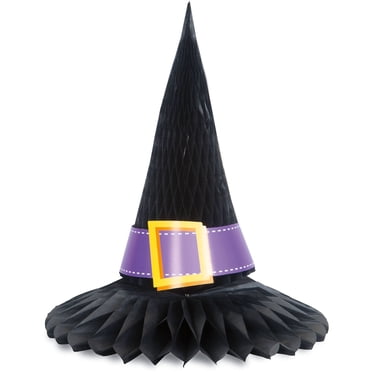 11" Honeycomb Witch Hat Halloween Centerpiece Decoration, Black