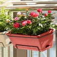 thumbnail image 4 of 4PCS Window Box Planter with Drainage Holes & Matching Saucers,17 Inch Plastic Rectangular Flower Pot for Vegetables Herbs Flower for Indoor Outdoor Garden Decor Patio Balcony Windowsill Deck Railing, 4 of 5