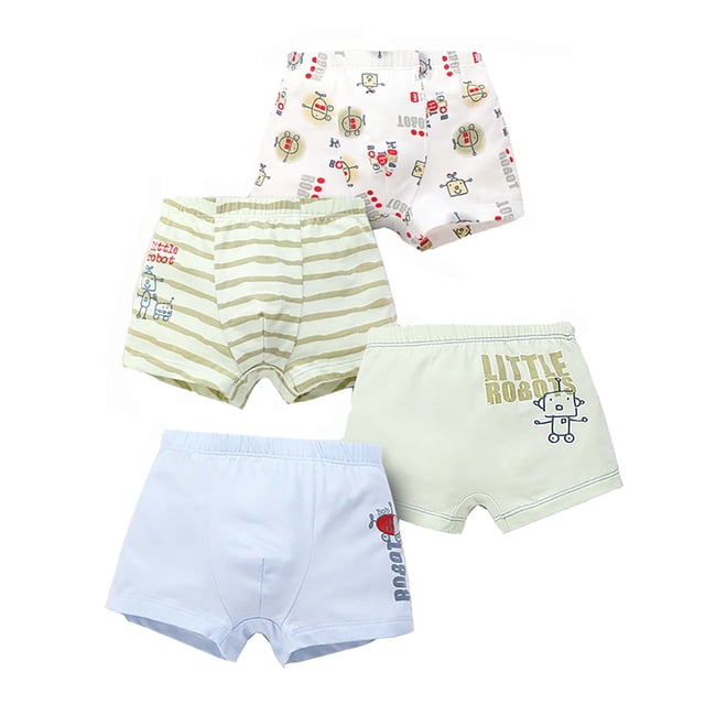 MIASHUI Boxeurs pour Garçons en Coton Motif Animal Boxeur Slip sous-Vêtements Lot de 4, Vert, 5-6 Ans