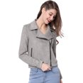 thumbnail image 1 of INSPIRE CHIC Women Short Soft Zip Up Faux Suede Biker Moto Jacket, 1 of 6
