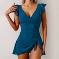 thumbnail image 2 of MHFRRA Maillots de Bain pour Femmes Robe de Bain Maillot à Volants pour Femmes Robe de Bain à Nœud à Nouer Robe de Bain à Col en V Jupe de Maillot de Bain TTG, 2 of 6