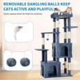 thumbnail image 4 of 61 Inch Cat Tree for Large Cats, Heavy-Duty Cat Tower with Extra Large Perch & 2 Condos, Multi-Level Cat Furniture for Maine Coon & Adult Cats, Sisal Scratching Posts with Toys（Light Blue), 4 of 7