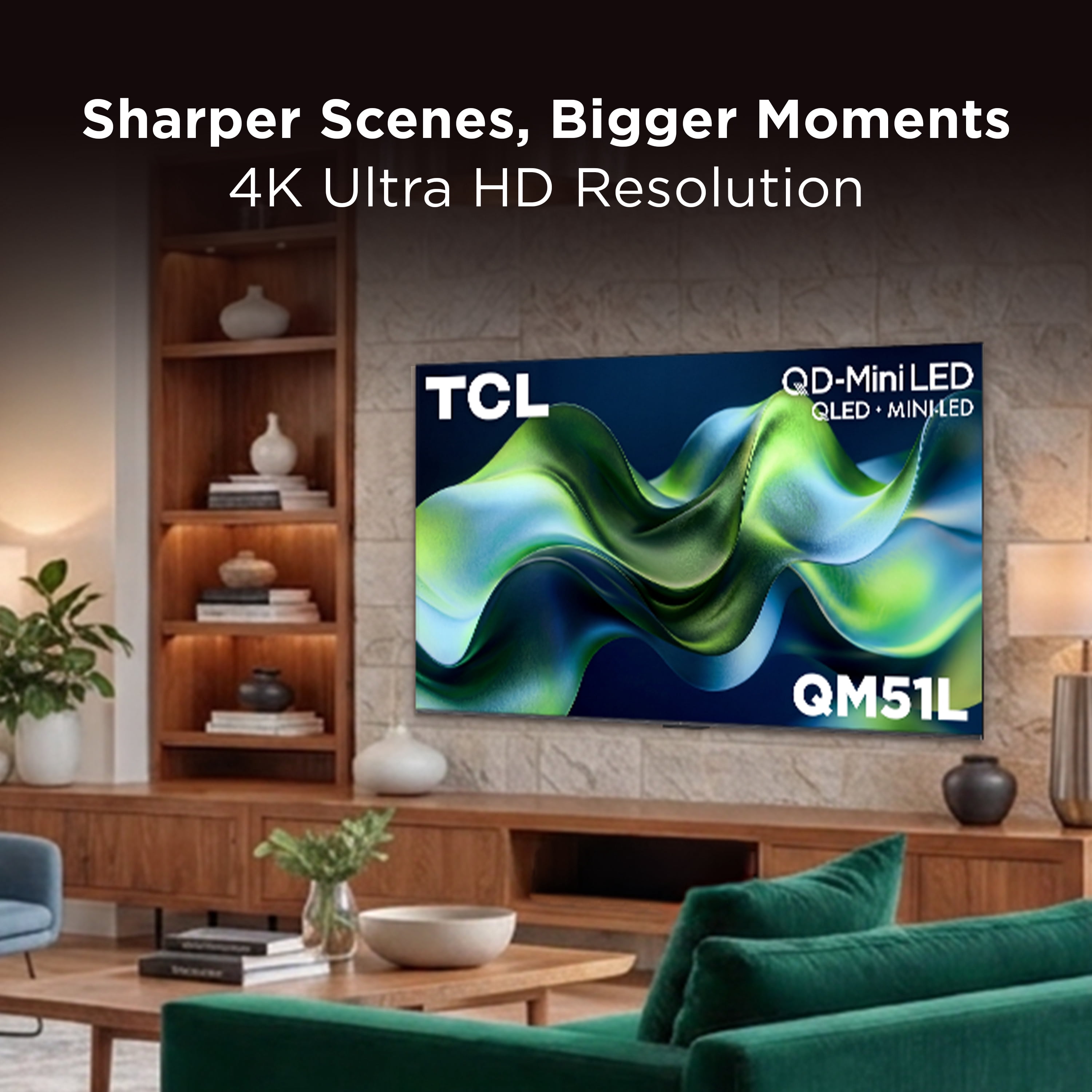 Téléviseur intelligent LED TCL 55" série QM51L 4K UHD HDR QD-Mini avec Google TV – 55QM51L