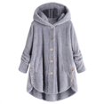 thumbnail image 1 of Womens Cardigan Plus Size Button Plush Tops Hooded Loose Cardigan Wool Coat Winter Jacket Navy Xl, 1 of 6