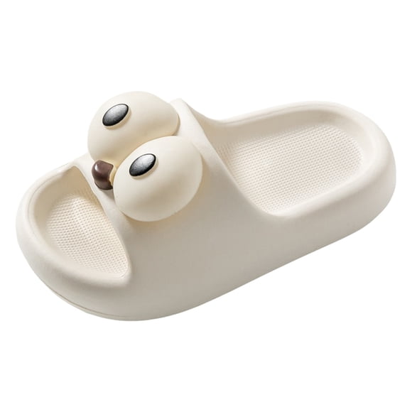 Pantoufles pour Tout-Petits, Pantoufles à Semelle Souple pour Filles, Chaussures Confortables d'Intérieur et d'Extérieur, Jolis Motifs de Dessins Animés, Plage Maison, Pantoufles pour Enfants, Blanc, 9-9,5 Ans