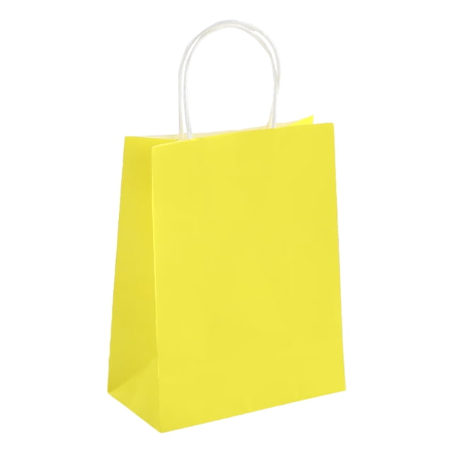 Oleegame 1PC 4Pcs Hand Paper Bag Kraft Paper Bag Packing Gift Bag Colorful Shopping Bag Yellow