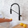 thumbnail image 1 of Stylish One-Handle Matte Black & Brushed Gold Pull Down Kitchen Faucet Height 16¾" K-149NG, 1 of 14