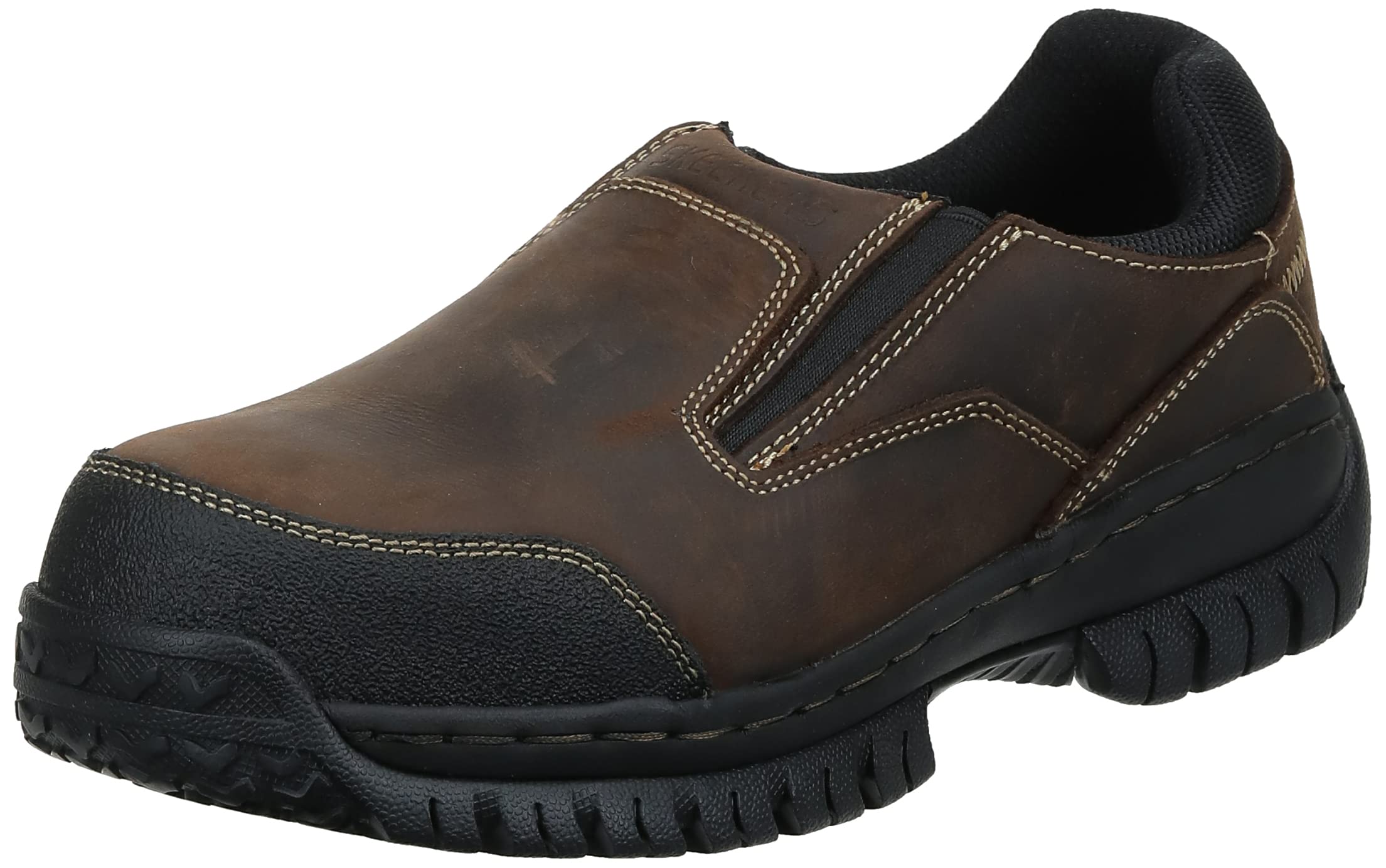 Skechers for Work Men's Hartan Slip-On Shoe, Dark Brown, 7 M US