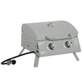 thumbnail image 1 of Outsunny 2 Burner Propane Gas Grill, Portable BBQ with Foldable Legs Silver, 1 of 10
