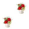thumbnail image 1 of kurtrusly Artificial Flowers With Vase Add Of Color And Style To Any Room Indoor Pinellia red 2Set, 1 of 6