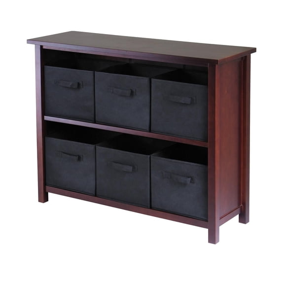 Winsome Verona 2-Section Storage Shelf with 6 Foldable Fabric Baskets