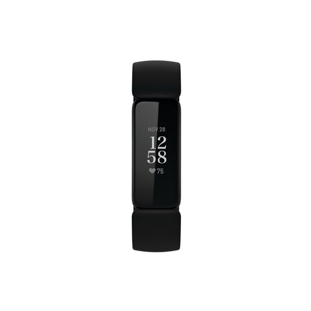Fitbit Inspire 2 Moniteur d'Activité avec Bracelet Noir Mince et Écran Numérique Rectangulaire Affichant la date, le 28 Nov, l'Heure 12:58 et la Fréquence Cardiaque 75 bpm, Offrant un Suivi de la Fréquence Cardiaque, de l'Activité et du Sommeil 24/7 avec jusqu'à 10 Jours d'Autonomie pour la Surveillance Quotidienne de la Santé.