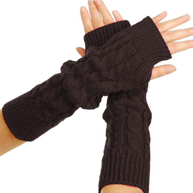Winter Warm and Fashionable Solid Color Knitted Fingerless Gloves for Men and Women