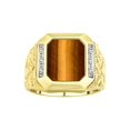 thumbnail image 1 of RYLOS Men's Rings 14K White Gold Ring With Diamonds and TIGER EYE Set in Designer Nugget Style Rings For Men Size 13, 1 of 8