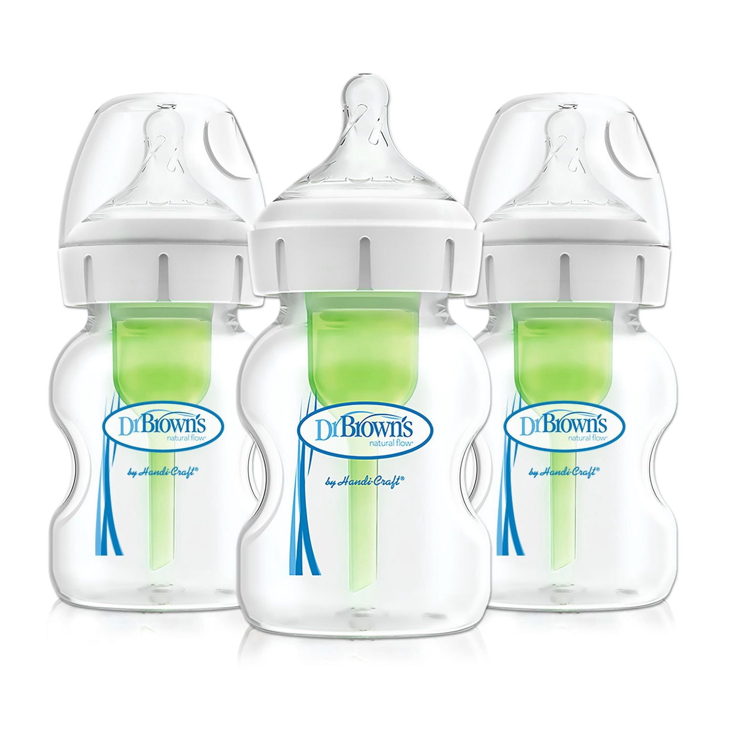Dr. Brown's Natural Flow Anti-Colic Options+ Wide-Neck Baby Bottle, 3x5oz Bottles, Level 1 Nipple, 0m+