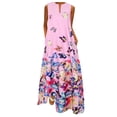thumbnail image 3 of Pompotops Robe Maxi Sans Manches Vintage Bohème à Col en V pour Femmes Grande Taille à Imprimé pour Tous les Jours, 3 of 8