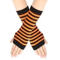 thumbnail image 1 of Gants Sans Doigts à Rayures Pinstripes avec Trou pour le Pouce Gants Unisexes Chauds, 1 of 2