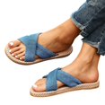 thumbnail image 4 of Solid Color Strap Sandals Casual Summer Slides Flat Heel Round Toe Cloth Upper for Spring Summer Fall Daily Casual Wear, 4 of 5