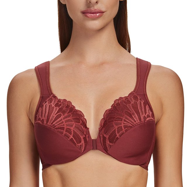 CHUANK Underwire Front Closure Bras for Women Black 34B
