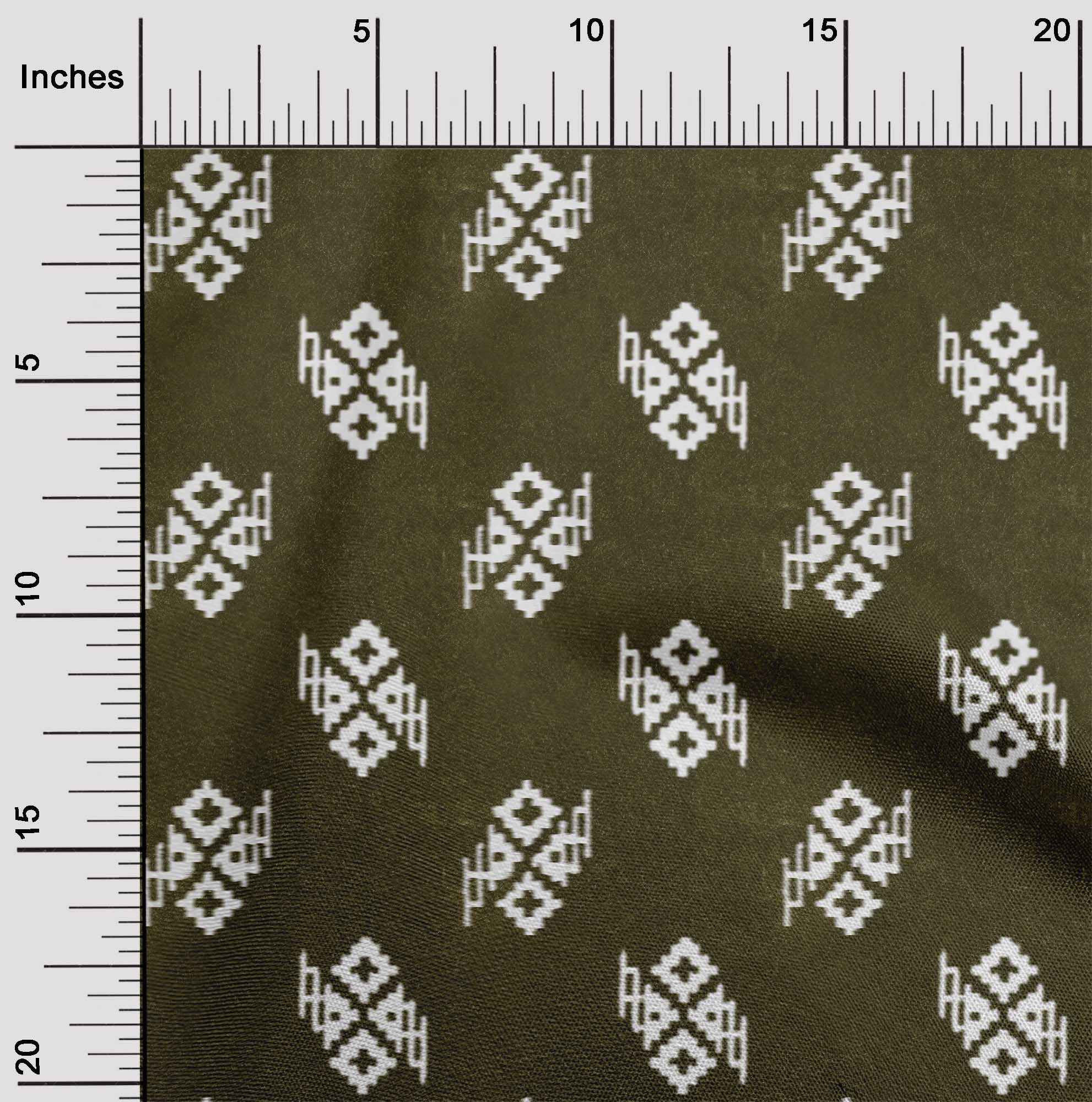 oneOone Polyester Lycra Fabric Geometric Kasuri Print Fabric By Yard 56 Inch Wide