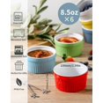 thumbnail image 2 of Hasense Ramekins Oven Safe, 6-Piece Set - 8 oz Ceramic Dipping Sauce Cups for Baking, Dessert, Dishwasher Safe, Multi Color, 2 of 7