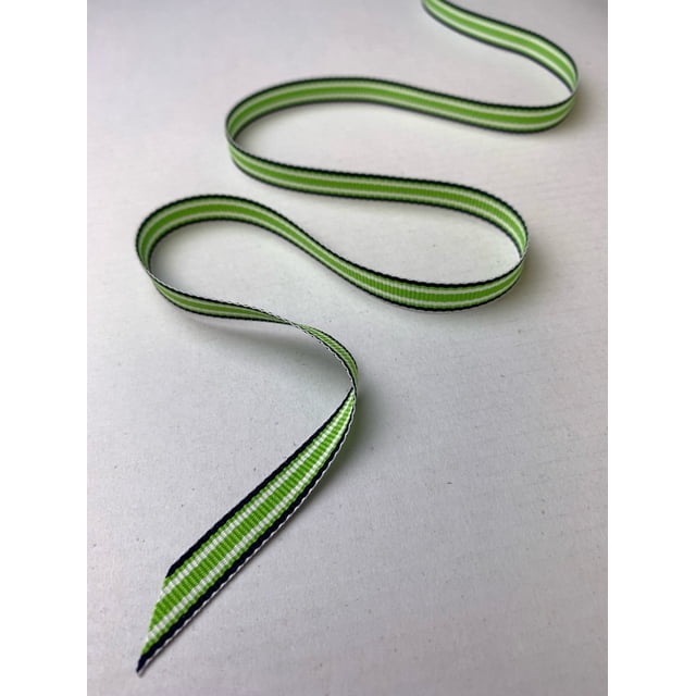 Polypropylene Grosgrain Ribbon, 0.375in x 100 yards, Navy Lime Surfboard