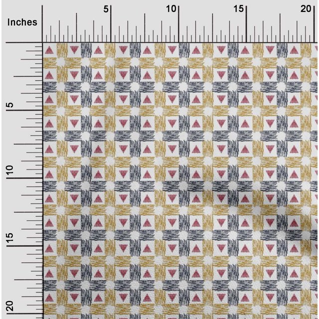 oneOone Organic Cotton Voile Fabric Check & Triangle Ikat Print Fabric BTY 42 Inch Wide