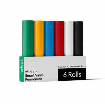Vinyle permanent sans tapis Cricut Joy Xtra™ Smart Vinyl™, collection Variety – 24,1 cm × 61 cm (9,5 po × 24 po) (6 unités)