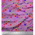 thumbnail image 1 of Soimoi Tissu en Poly Georgette Feuilles & Roses Imprimés Floraux au Mètre 52 Pouces de Large, 1 of 3