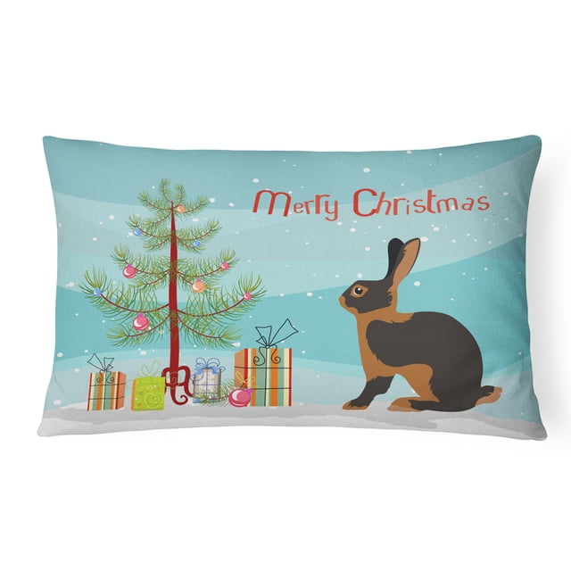 Carolines Treasures BB9330PW1216 Tan Rabbit Christmas Canvas Fabric Decorative Pillow