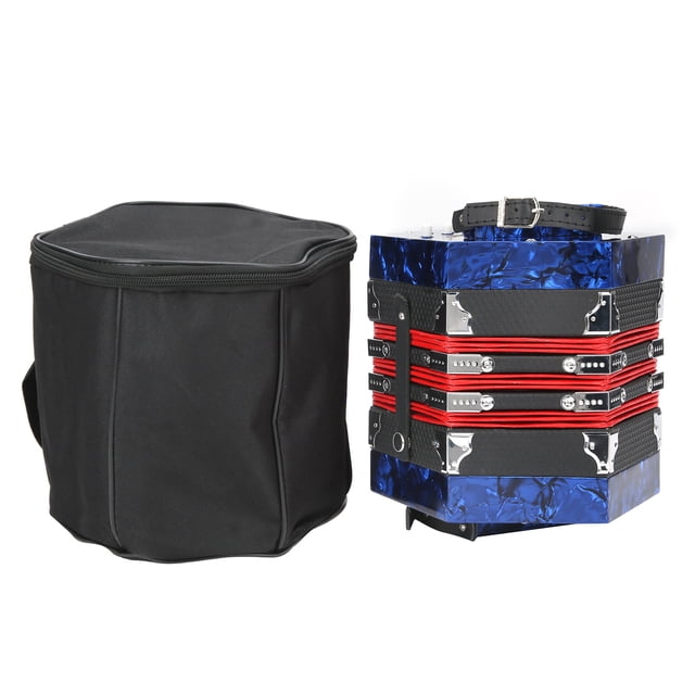 Concertina Instrument, Anglo-Style With Adjustable Hand Strap Professional Concertina Accordion, For Adults Children Toddlers Beginner Royal Blue