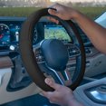 thumbnail image 2 of FH Group FH2002-BLACK Deluxe Full Grain Authentic Leather Steering Wheel Cover- BLACK, 2 of 5