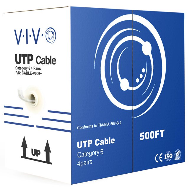 VIVO 500 ft Bulk Cat6 Wire, CCA Ethernet Cable, 23 AWG, UTP Pull Box, LAN Network, Gray, CABLE-V006