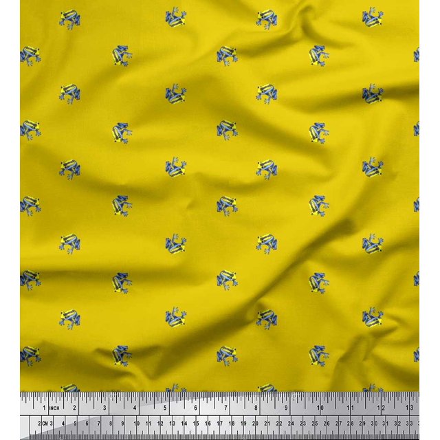 Soimoi Polyester Crepe Fabric Frog Animal Print Fabric by The Yard 42 Inch Wide