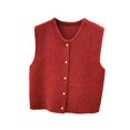 thumbnail image 2 of Esquirla Knit Cardigan Vest for Women Button Knitted Vest for Commuting Home Shopping Red, 2 of 8