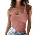 thumbnail image 3 of FAVIPT Plus Size Scoop Neck Ribbed Cami Tops for Women Sleeveless Lightweight Solid Workout Basic Tank Tops Pink,XXXL, 3 of 7